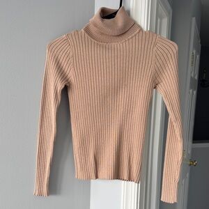 SHEIN Ribbed Cowl Neck Sweater - Beige
